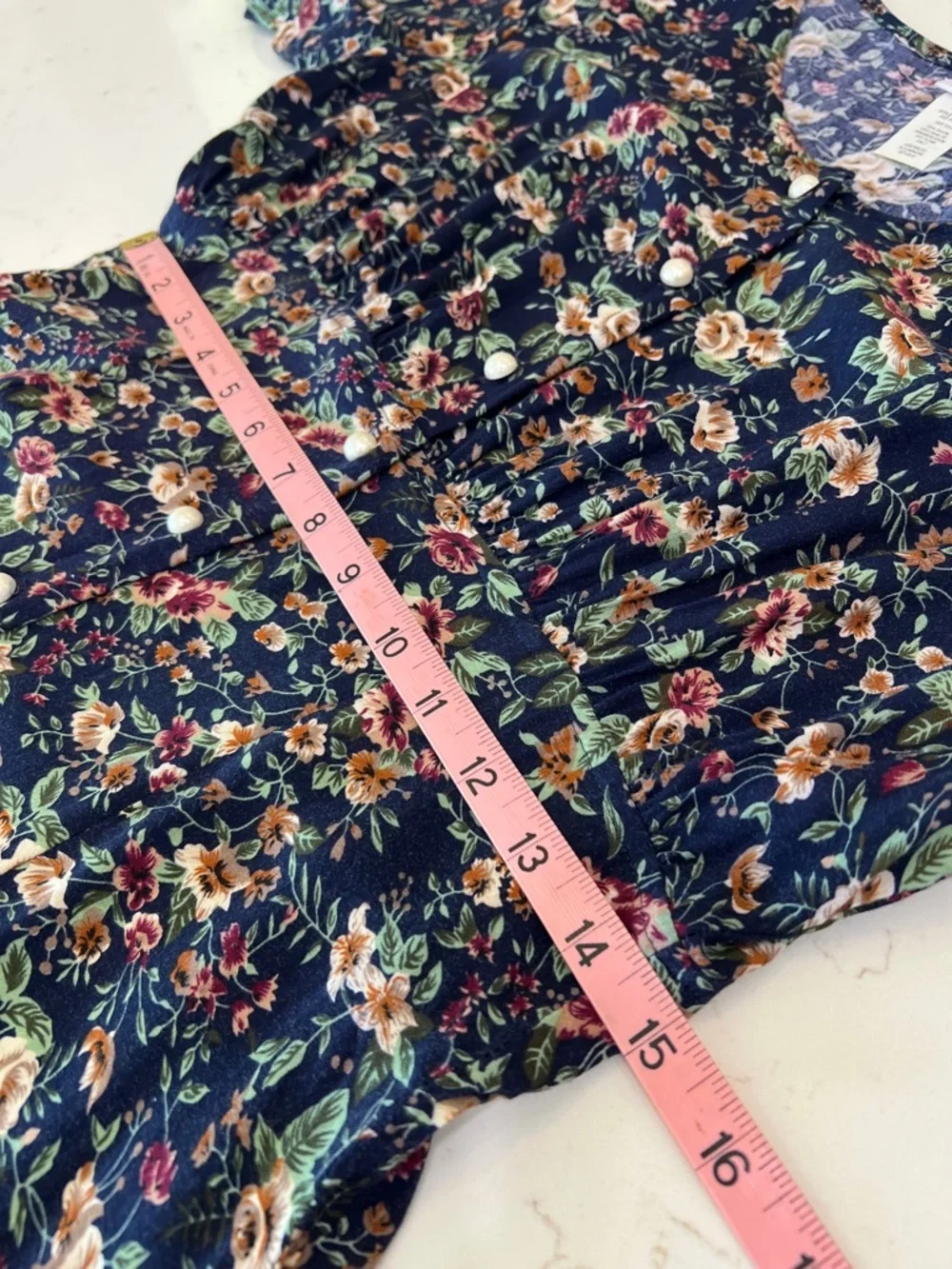 90s Floral Empire Waist Rayon Midi Dress Prairie Cottagecore No Boundaries - Picture 12 of 14